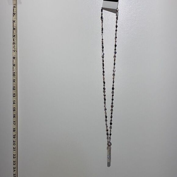 Nine West Women's Beaded Tassel Silver Necklace Choker NWT - Picture 3 of 14
